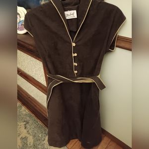 Vintage 1960 1970 Malouf Dallas Dress Like New Brown Cream Size 14